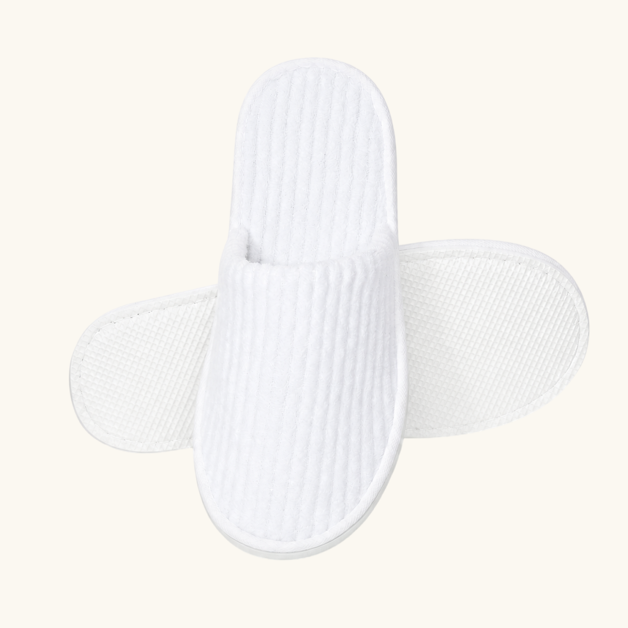 Bulk ribbed terry hotel slippers with embroidered logo